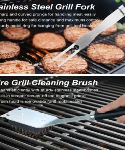 POLIGO 26 PCS Grill Set Backyard BBQ Grill Accessories Stainless Steel Grill Utensils Set with Bag for Christmas Dads Birthday - Camping BBQ Tools Grilling Tools Set Ideal Grilling Gifts for Men Women Black - 26PCS BBQ Set 10 71IbR64p4UL