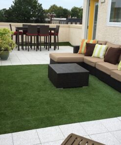 GOLDEN MOON Turf Grass, Artificial Grass, Tile Interlocking and Self-Draining Mat for Patio, Indoor Outdoor, 1x1 ft, 1.5 in Pile Height, 9 Pack 9 Tiles(9 sq ft) 30 71Ic1lH5kyL