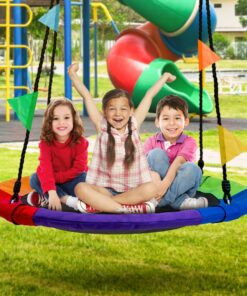 Alternative view of Sorbus 40" Saucer Swing for Kids - 220lbs Outdoor Swing Fun- Tree Glider Therapy Swing for Kids- Adjustable Ropes & Durable Swing Seat- Trampoline Net Swing for Swing Set,Backyard,Indoor/Outdoor,Gift 40 Inch