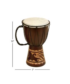 Deco 79 Wood Djembe Sculpture, 7" x 7" x 12", Brown 7" x 7" x 12" 28 71IcpjEqEuS
