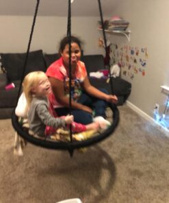 M & M Sales Enterprises MM00124Web Riderz Outdoor Swing N' Spin- Safety Rated to 600 lb, 39 inch Diameter, Adjustable Hanging Ropes, Ready to Hang and Enjoy as a Family, Black 58 71IdxRrpimL