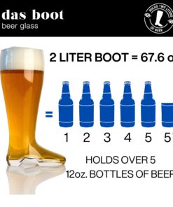 Domestic Corner - Das Boot - Quality Glass Beer Boot Mug for Oktoberfest Celebrations, St. Patrick's Day, Bachelor or Bachelorette Festivities, Holds Over 5 Beers - 2 Liter 2-Liter 10 71IeUxJWV L