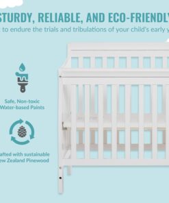 Dream On Me Aden 4-in-1 Convertible Mini Crib In White, Greenguard Gold Certified, Non-Toxic Finish, New Zealand Pinewood, With 3 Mattress Height Settings 21 71IekAL17WL