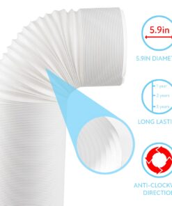 Portable Air Conditioner Hose - AC Hose with 5.9" Diameter, Anti-Clockwise Thread, Length up to 80" - Exhaust Hose for Portable Air Conditioner Vent Compatible with Delonghi & LG Air Conditioner Parts Anti-Clockwise 5.9 inch 20 71IfGKmWB7L