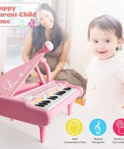 Alternative view of Love&Mini Piano Toy Keyboard for Kids Birthday Gift Age 1+ Pink 24 Keys Toddler Piano Music Toy Instruments with Microphone 24 Keys Pink