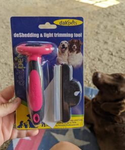 DakPets Pet Deshedding Tool | Professional Cat and Dog Brush for Shedding | Fur Deshedding Brush and Pet Hair Remover for Cats and Dogs | Stainless Steel Cat and Dog Shedding Brush for Pet Grooming Hot Pink 50 71IfwM6k0vL