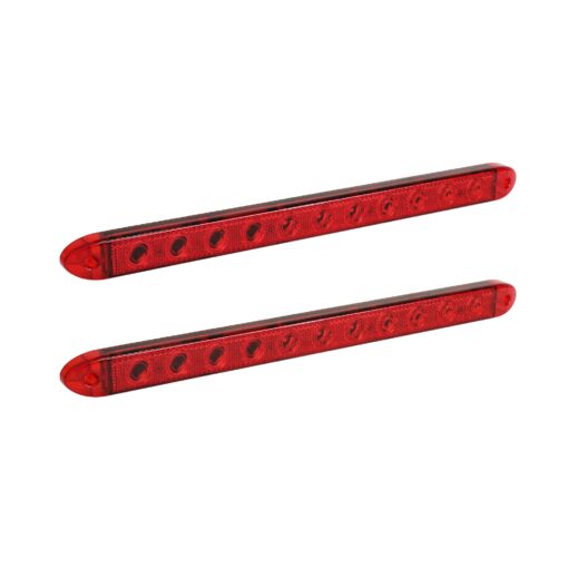 TRUE MODS 2pc 16" 11 Red LED Trailer Light Bar [DOT Compliant] [IP65 Waterproof] [Park/Brake/Turn Signal] Running Marker ID Trailer Tail Light for 80" Utility Marine Boat Trailers 2 Pack