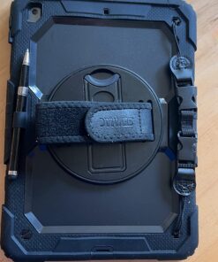 SEYMAC stock iPad 9th/ 8th/ 7th Generation Case 10.2’’, Shockproof with Screen Protector Pencil Holder 360° Rotating Hand Strap &Stand, for 10.2 inch 2021/2020/2019 (Black) Black+Back 56 71IhnkiVtrL