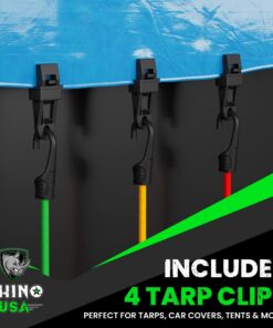 RHINO USA Bungee Cords with Hooks - Heavy Duty Outdoor 28pc Assortment with 4 Free Tarp Clips, Drawstring Organizer Bag, Canopy Ties & Ball Bungees Bungee Cord Set 32 71IhqbZeq2L