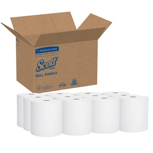 Scott® Essential Universal Hard Roll Towels (02068), with Absorbency Pockets™, 1.5" Core, White, (400'/Roll, 12 Rolls/Case, 4,800'/Case) 12 rolls x 400'