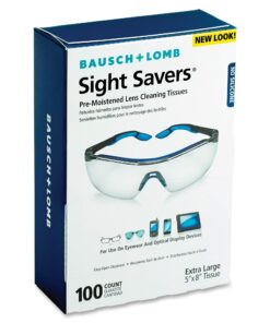 Bausch & Lomb Sight SaversLens Cleaning Wipes, Pre-Moistened Tissues, Anti-Fog, Anti-Static, Anti-Streaking, Cleans Glass and Plastic, 100 Count (Pack of 1) Tissues - 100 Count 22 71Iil5IJl2L
