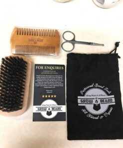 Beard Brush for Men & Beard Comb Set w/Mustache Scissors Grooming Kit, Natural Boar Bristle Brush, Dual Action Wood Comb, and Travel Bag Great for Christmas Gift (Bamboo) Bamboo 46 71IjMorC8hL 1