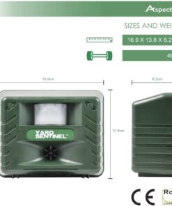 Yard Sentinel Outdoor Ultrasonic Animal Repeller with Motion Sensor, Adjustable Volume, Waterproof, Extension Cord, Powerful Repel for Squirrel, Raccoon, Skunk, Rabbit, Fox, Deer, Etc 1 Animal repellent 21 71IkSKUsYgL