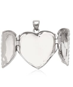 Sterling Silver Angel Wing Heart Locket with 18" Chain 11 71IkkMtmwL