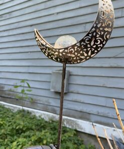 HOMEIMPRO Moon Solar Garden Lights Outdoor Stakes, Waterproof Crackle Glass Metal Decorative Lights for Lawn, Patio Accessories, Yard Decor, Christmas Gift (Bronze) 32 71IlBqoKR3L