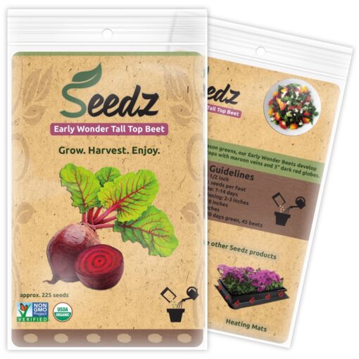 Organic Beet Seeds, APPR. 225, Early Wonder Tall Top Beet, Heirloom Vegetable Seeds, Certified Organic, Non GMO, Non Hybrid, USA