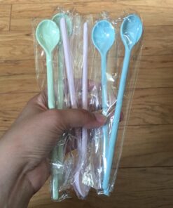 Gohh Long Handle Spoons 7.2 Inch: Latte Machiatto, Tall Iced Tea, Ice Cream Sundae, Coffee, Tea, Cocktail or Hot Chocolat Stirring Longdrink Spoons, Set of 6 Green, Blue, Pink 40 71IljXvCRNL