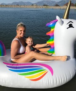 GoFloats Giant Inflatable Pool Floats - Choose Unicorn, Dragon, Flamingo, Swan, or Bull - Includes Drink Float 43 71IlorlYBFL