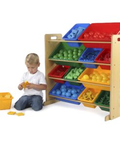 Humble Crew, Natural/Primary Kids' Toy Storage Organizer with 12 Plastic Bins, 34*35*15.5inch 40 71ImDmEkv5L
