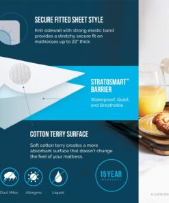 LUCID Premium Hypoallergenic 100% Waterproof Mattress Protector - Universal Fit, Cotton Terry Top, Queen , White 27 71ImKKovAPL