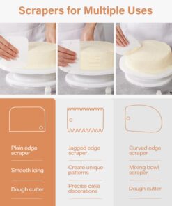 Kootek Cake Decorating Kit Baking Supplies Cake Turntable with 2 Frosting Straight Angled Spatula 3 Icing Smoother Scrapers Baking Accessories Tools for Beginners and Pros, White 25 71InA1SuHeL