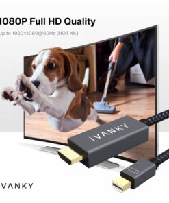 Mini DisplayPort to HDMI Cable,iVANKY Mini DP (Thunderbolt) to HDMI Cable 6.6ft,Nylon Braided,Aluminum Shell,Optimal Chip Solution for MacBook Air/Pro,Surface Pro/Dock,Monitor,Projector and More-1080P 1-Pack 6.6 FT 37 71IncLArLLL