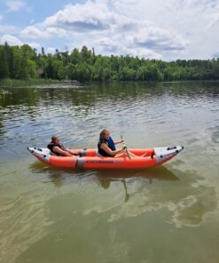 INTEX Excursion Pro Inflatable Kayak Series: Includes Deluxe 86in Aluminum Oars and High-Output Pump – SuperTough PVC – Adjustable Bucket Seat – Fishing Rod Holders – Grab Handles 2-person Kayak Set 81 71Inwo3sxBL