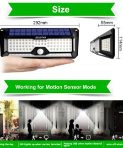 LECLSTAR Solar Outdoor Lights - 4000Lm 268 LED Security Lights with 4 Wide Angle, Motion Sensor Lights for Outside, IP65 Waterproof Solar Powered Wireless Flood Wall Lights with 3 Modes Black 34 71Io6RyQFCL