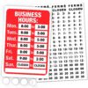 Opening Times Sign Kit - Bright Red and White Colors - 7.7 x 11.7 Inch - Includes 4 Double Sided Adhesive Pads and Black Number Sticker Set - Ideal Open Closed Signs for Any Business, Store or Office Business Hours Sign