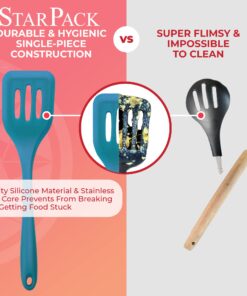 Alternative view of StarPack Basic Silicone Cooking Kitchen Utensils Set (5 Piece) - Cooking Utensils Set with Heat Resistance up to 480°F - Large & Small Spatulas, Whisk & Basting Brush Silicone Utensils (Teal Blue) Basics (Heat Resistant 480°F) Teal Blue