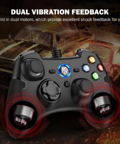 EasySMX Wired Gaming Controller,PC Game Controller Joystick with Dual-Vibration Turbo and Trigger Buttons for Windows PC/ PS3/ Android TV Box/Tesla(Black) black 18 71Itw6cZSS