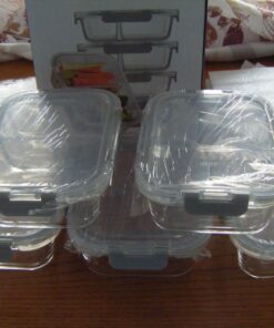 JoyJolt Divided Food Storage Containers with Lids Airtight. 5 Pack Glass Meal Prep Containers 2 Compartment Set Glass Bento Box. Reusable Food Containers, Portion Control Containers for Weight Loss Gray 43 71IuQSwH8fL