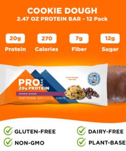 PROBAR - Base Protein Bar, Cookie Dough, Non-GMO, Gluten-Free, Healthy, Plant-Based Whole Food Ingredients, Natural Energy (12 Count) 12 Count (Pack of 1) 8 71IvdF5lFGL