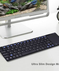 Rii K12+ Mini Wireless Keyboard with Large Touchpad Mouse&Qwerty Keypad, Stainless Steel Portable Wireless Keyboard with USB Receiver for MacBook/iPad/Tablet/PC/Laptop/Smart TV/Raspberry Pi - Black 30 71IvpEGzghL