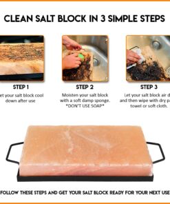 Himalite Himalayan Pink Salt Block & Metal Tray Set 12” x 8” x 1.5” for Cooking, Grilling, Cutting, and Serving with Himalayan Cooking Accessories 24 71IwEmu lzL