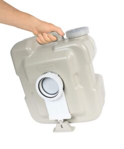 Camco 5.3-Gallon Portable Travel Toilet | Features Detachable Holding Tank w/Sealing Slide Valve & Bellow-Type Flush | Easy Transport w/Compact Lightweight Design & Carry Handle | Gray (41541) 5.3 Gallon 28 71IwMuQ4uGL