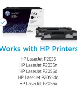 HP 05A Black Toner Cartridges (2-pack) | Works with HP LaserJet P2035, P2055 Series | CE505D 9 71Iwl4s4b2L