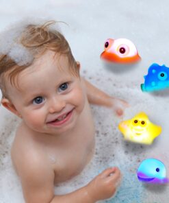 Alternative view of Bath Toys, 8 Pcs Light Up Floating Rubber Animal Toys Set, Flashing Color Changing Light in Water, Baby Infants Kids Toddler Child Preschool Bathtub Bathroom Shower Games Swimming Pool Party