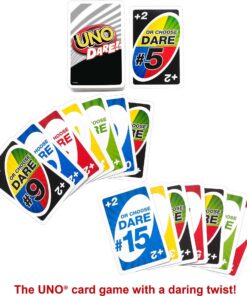 Mattel Games UNO Dare Card Game for Family Night Featuring Challenging and Silly Dares from 3 Different Categories 18 71J WS6vvuL
