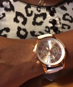 Top Plaza Fashion Women's Analog Watch, PU Leather Band Rose Gold Tone - White White Watch 44 71J0Z7d rWL