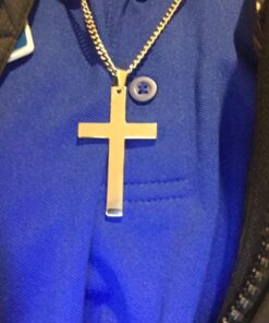 FIBO STEEL Stainless Steel Cross Pendant Chain Necklace for Men Women, 22-30 Inches 50*30*3mm cross, 24 inches chain 35 71J1gMY9OHL