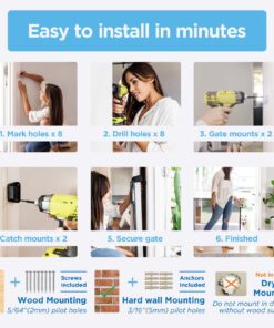 Perma Child Safety Indoor/Outdoor Retractable Baby Gate 33" Tall, Extends to 71" Wide, Gray Gray V1 33" Tall x 71" Wide 36 71J2eOFePUL