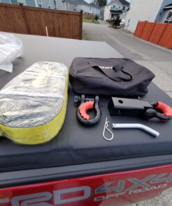 Motormic Tow Strap Recovery Kit – 3" x 30ft (30,000 lbs.) Rope + 2" Shackle Hitch Receiver + 5/8" Locking Pin + 3/4" D Ring Shackles with Safety Ring + Heavy Duty Bag - Off Road Pick Up Towing Complete Recovery Strap Kit 42 71J3TXn6POL