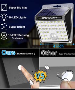 URPOWER Solar Lights Outdoor, 40 LED Motion Sensor Security Lights Solar Flood Lights Waterproof Solar Powered Outdoor Lights for Backyard, Fence, Deck, Patio, Garage (4 Pack) Medium 36 71J4TI8R6uL