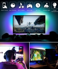 Nexillumi LED Strip Lights 6.56ft TV LED Backlight for 24 Inch-60 Inch TV RGB LED Strip USB Powered, APP Control Sync to Music, Bias Lighting, 5050 RGB for Mirror, PC, Android iOS 47 71J5N2bYbFL