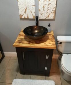 ELECWISH Bathroom Vessel Sink with Faucet Mounting Ring and Pop Up Drain 16.5 Inch Tempered Glass Basin (Brown) Brown 49 71J5OHLcrIL