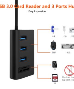 USB 3.0 HUB, Cateck Bus-Powered USB 3.0 3-Port Aluminum Hub with 2-Slots Card Reader Combo for iMac, MacBook Air, MacBook Pro, MacBook, Mac Mini, PCs and Laptops, Black USB 3.0 HUB black 28 71J6HUcKAL