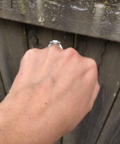 Amazon Collection Platinum-Plated Sterling Silver Infinite Elements Cubic Zirconia Asscher Cut Antique Ring 5 11 71J8mdE4OaL