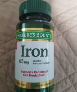 Nature's Bounty Iron 65mg, 325 mg Ferrous Sulfate, Cellular Energy Support, Promotes Normal Red Blood Cell Production, 100 Tablets 33 71J9BRa8XhL