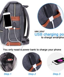 Modoker Vintage Laptop Backpack for Women Men,Travel Backpacks with USB Charging Port Fashion Backpack Fits 15.6Inch Notebook, Grey 25 71J9scc99HL